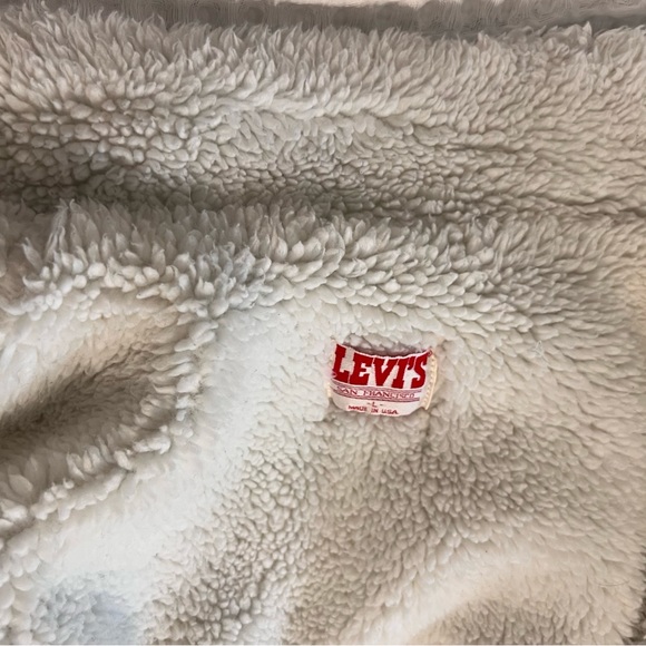 Vintage Levi’s Sherpa Fleece Trucker Light Denim Jacket 70609 USA Sz L - Picture 5 of 12